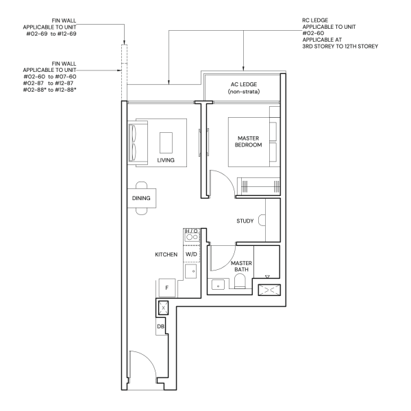 1 Bedroom + Study 1 Bedroom + Study